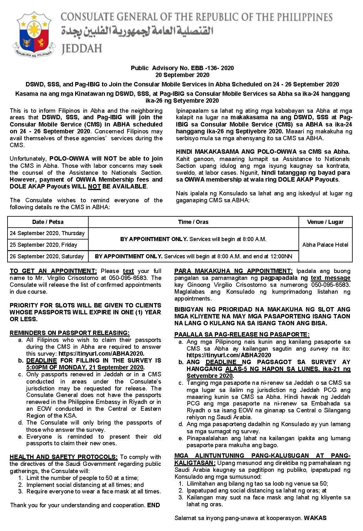 Public Advisory No. EBB 136 2020 Inclusion of Attached Agencies in Abha CMS