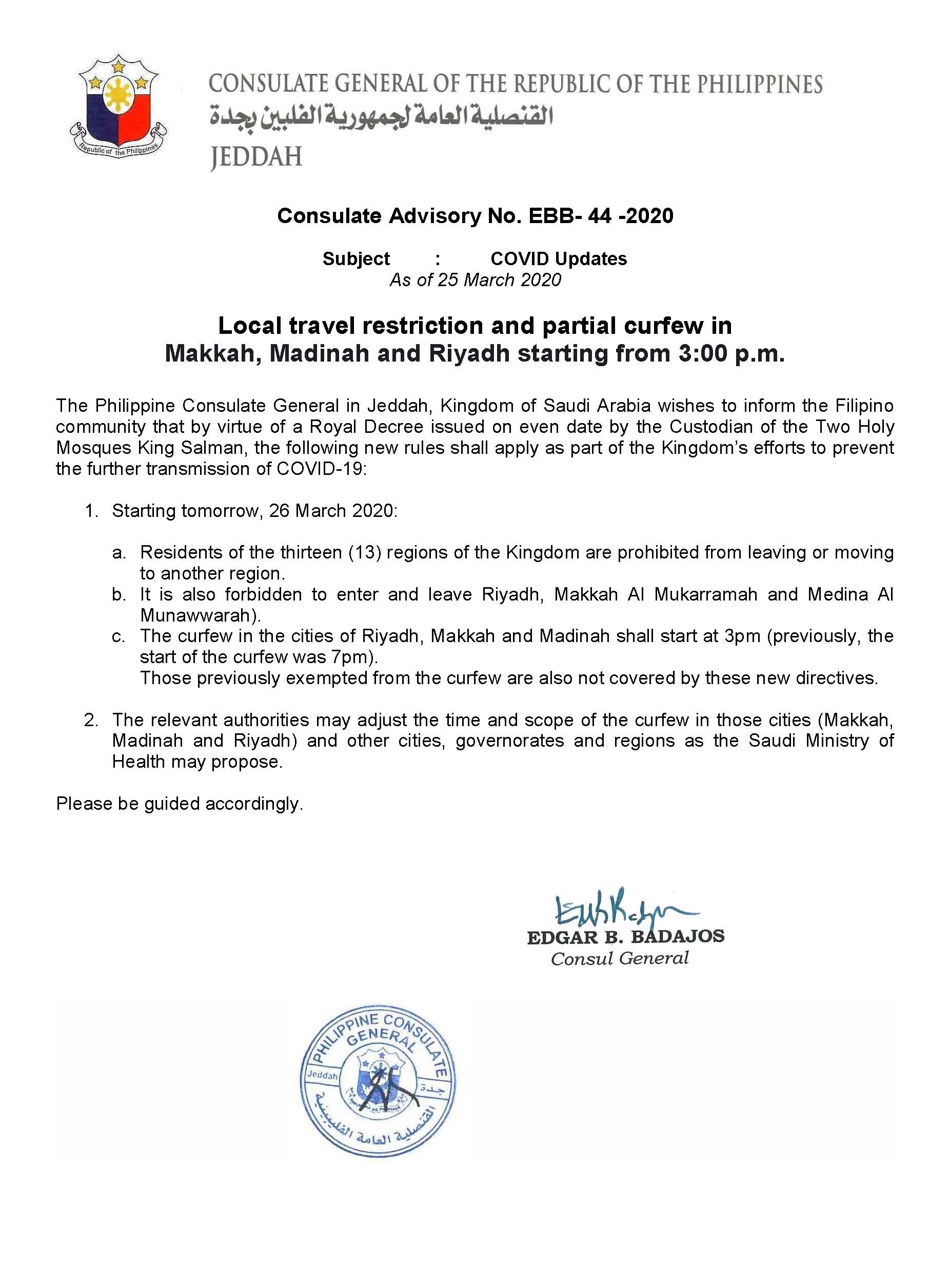 Public Advisory No. EBB 44 2020 covid updates amended