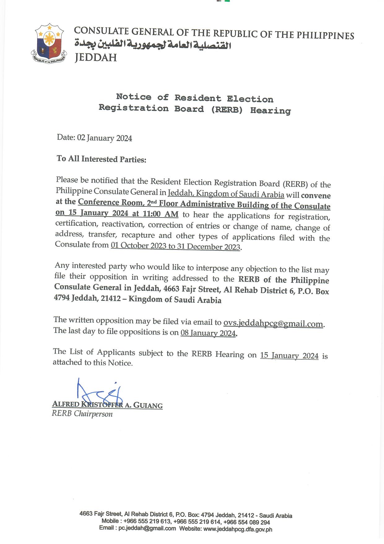 Notice of Resident Election Registration Board RERB Hearing Page 01